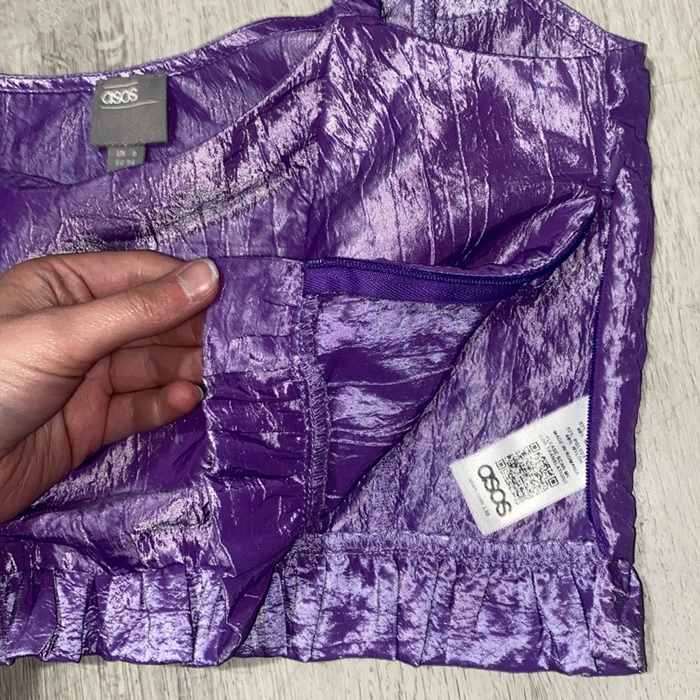 ASOS Taffetta Ruffle Crop Top - Picture 8 of 13